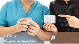  Presentation with caregiver - Slide deck with close-up-of-caregiver-woman background and a coral colored foreground