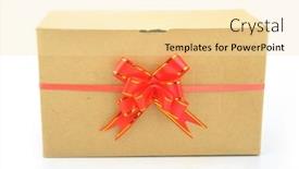  Presentation with box carton - PPT layouts featuring close up of carton box and bow on white background background and a blonde colored foreground