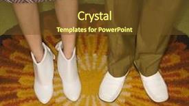  Presentation with clothing - Beautiful presentation theme featuring close-up of caucasian mid-adult male and female legs in vintage clothing against sunburst rug backdrop and a tawny brown colored foreground