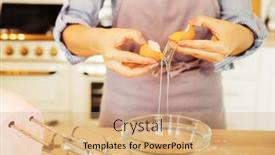  Presentation with egg - Slide deck featuring close-up-of-caucasian-woman background and a coral colored foreground