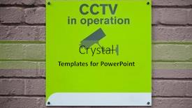  Presentation with cctv - Amazing slide deck having close-up-of-cctv backdrop and a gold colored foreground