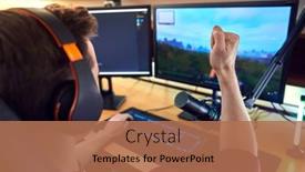  Presentation with gaming - Theme with close-up-of-celebrating-man background and a coral colored foreground