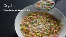  Presentation with cereal - Beautiful PPT theme featuring close-up-of-cereal-rings backdrop and a dark gray colored foreground