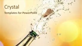 Presentation with explosion - Presentation theme consisting of close-up-of-champagne-explosion background and a cream colored foreground