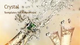  Presentation with explosion - Beautiful presentation theme featuring champaign bubbles - close-up of champagne explosion backdrop and a lemonade colored foreground