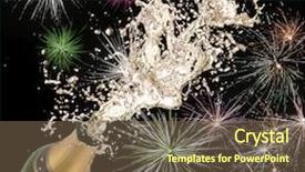  Presentation with explosion - PPT theme featuring close-up of champagne explosion celebration theme background and a tawny brown colored foreground