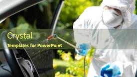  Presentation with disinfect - Colorful PPT theme enhanced with close-up-of-chemical-alcohol backdrop and a tawny brown colored foreground