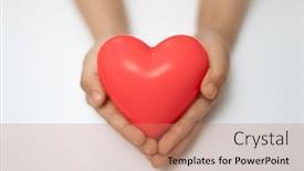  Presentation with child healthcare - PPT theme featuring close-up-of-child-hands background and a coral colored foreground