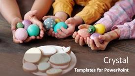  Presentation with children hands - PPT layouts having close-up-of-children-holding background and a violet colored foreground