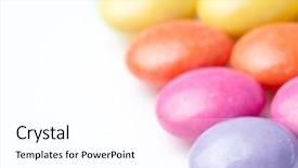  Presentation with peppermint candy cane on white - Beautiful presentation theme featuring close-up of chocolate candies backdrop and a  colored foreground