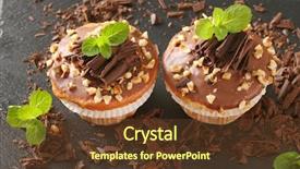  Presentation with chocolate nuts - PPT layouts having close up of chocolate muffins with chopped nuts on wooden cutting board background and a tawny brown colored foreground