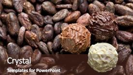  Presentation with cocoa beans - Theme featuring close up of chocolate truffles on cocoa beans background and a tawny brown colored foreground