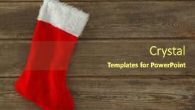  Presentation with christmas stocking - Presentation theme with close-up-of-christmas-stocking background and a tawny brown colored foreground