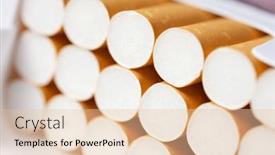  Presentation with cigarettes - PPT theme enhanced with close-up-of-cigarettes background and a lemonade colored foreground