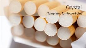  Presentation with cigarettes - PPT theme enhanced with close-up-of-cigarettes background and a lemonade colored foreground
