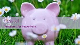  Presentation with classic - Colorful theme enhanced with close up of classic piggybank money safer backdrop and a sky blue colored foreground