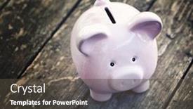  Presentation with classic - Amazing PPT theme having close up of classic piggybank money safer backdrop and a dark gray colored foreground