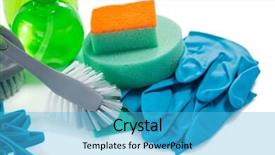  Presentation with cleaning - Cool new PPT layouts with close-up-of-cleaning-products backdrop and a light blue colored foreground
