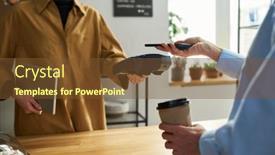  Presentation with contactless - Slide set featuring close-up-of-clerk background and a tawny brown colored foreground