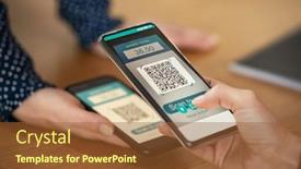  Presentation with money transfer - Cool new PPT layouts with close-up-of-client-hand backdrop and a tawny brown colored foreground