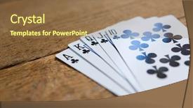  Presentation with close up wooden decking - Slide set consisting of close-up of clubs cards background and a coral colored foreground