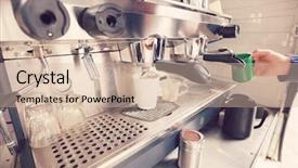  Presentation with coffee cup - Presentation design featuring close-up of coffee machine background and a soft green colored foreground