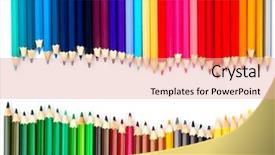  Presentation with color pencils - Audience pleasing slide set consisting of close up of color pencils on white background backdrop and a lemonade colored foreground
