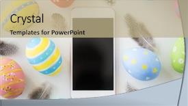  Presentation with holidays - PPT theme having close up of colored egg background and a coral colored foreground