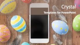  Presentation with holidays - Beautiful presentation theme featuring close up of colored egg backdrop and a coral colored foreground