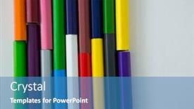  Presentation with colored pencils - Amazing slides having close-up of colored pencils arranged in interlock pattern on white background backdrop and a teal colored foreground