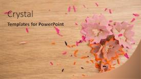  Presentation with colored pencils - Beautiful theme featuring close-up-of-colored-pencils backdrop and a coral colored foreground