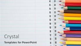  Presentation with colored pencils - PPT layouts having close-up of colored pencils kept on the book background and a sky blue colored foreground