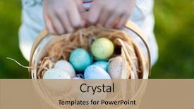  Presentation with easter basket - Cool new PPT theme with close up of colorful easter backdrop and a coral colored foreground