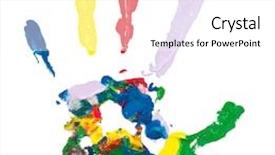 Presentation with colorful hand prints - PPT layouts enhanced with close up of colorful hand background and a white colored foreground