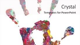  Presentation with colorful hand prints - Amazing slides having close up of colorful hand backdrop and a sky blue colored foreground