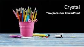  Presentation with colourful education - PPT layouts with close-up-of-colourful-pencils background and a black colored foreground