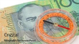  Presentation with close up view of the compass on old paper - Presentation theme consisting of australias economy - close up of compass background and a coral colored foreground