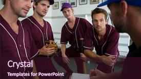  Presentation with team planning - Amazing theme having close up of confident baseball backdrop and a wine colored foreground