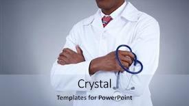  Presentation with doctor african - Beautiful theme featuring close-up of confident doctor backdrop and a light blue colored foreground