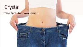  Presentation with trousers - Cool new slide deck with close up of confident thin blonde wearing too big trousers on white background backdrop and a lemonade colored foreground