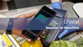  Presentation with products supermarket - Presentation design enhanced with close-up-of-consumer-hand background and a  colored foreground