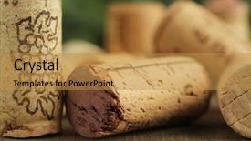  Presentation with cork - Beautiful PPT theme featuring close up of cork wine backdrop and a gold colored foreground