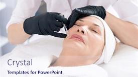  Presentation with surgical gloves - Beautiful slides featuring close-up-of-cosmetologist backdrop and a sky blue colored foreground