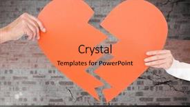  Presentation with broken heart - Amazing PPT theme having close-up of couple hands backdrop and a coral colored foreground