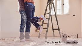  Presentation with decorate - Colorful PPT theme enhanced with close-up-of-couple-hugging backdrop and a soft green colored foreground