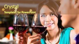  Presentation with toasting - Slide deck consisting of close up of couple toasting with red wine background and a tawny brown colored foreground