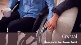  Presentation with wheelchair - Beautiful PPT theme featuring close-up-of-couple backdrop and a violet colored foreground