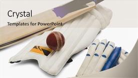  Presentation with cricket - Audience pleasing presentation theme consisting of close-up of cricket equipment backdrop and a soft green colored foreground