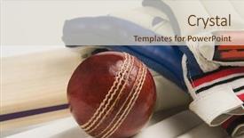  Presentation with cricket - Beautiful presentation theme featuring close-up of cricket equipment backdrop and a lemonade colored foreground