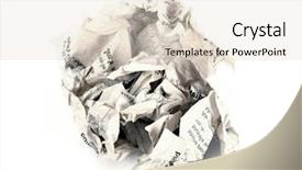  Presentation with crumpled paper various balls - PPT theme having close-up of crumpled paper background and a lemonade colored foreground